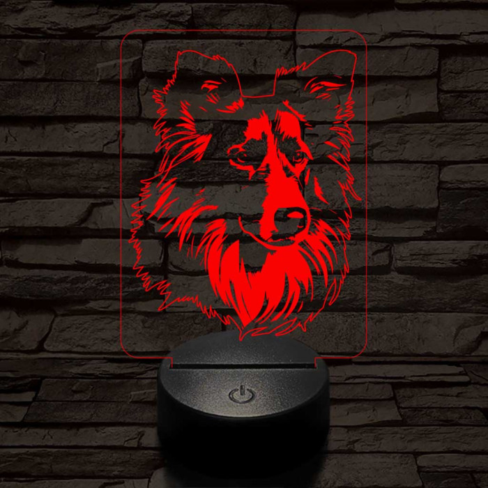 Skót juhászkutya 7 színű 3D led lámpa