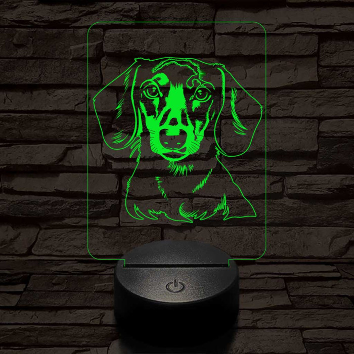 Tacskó-fej 7 színű 3D led lámpa