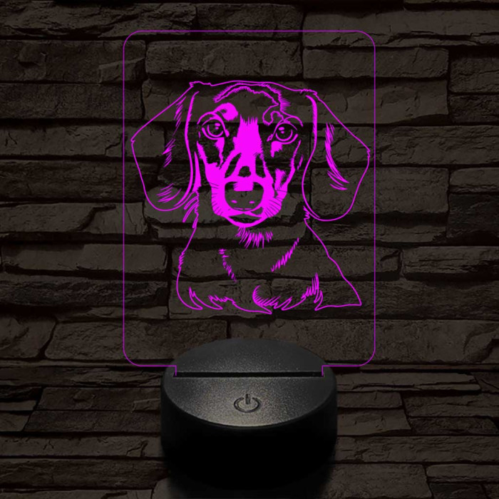 Tacskó-fej 7 színű 3D led lámpa