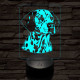 Dalmata-fej, 7 színű 3D led lámpa