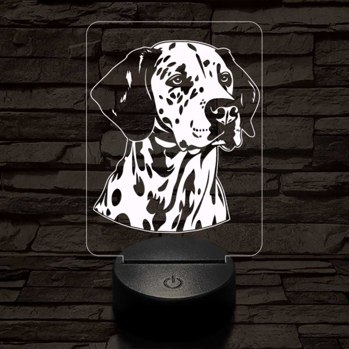 Dalmata-fej, 7 színű 3D led lámpa