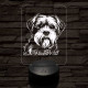 Dandie dinmont terrier-fej, 7 színű 3D led lámpa