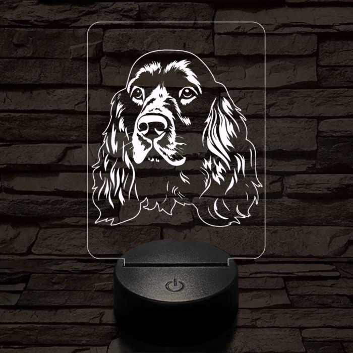 Angol cocker spániel, 7 színű 3D led lámpa