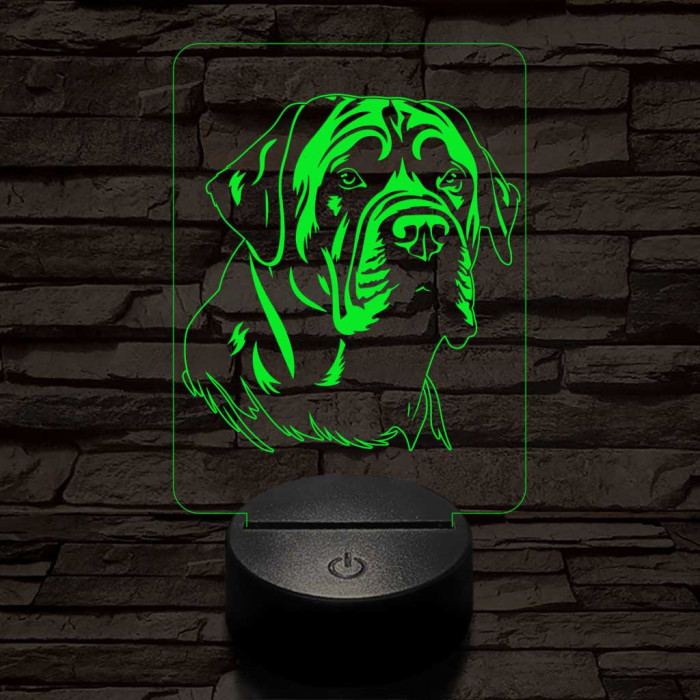 Angol masztiff, 7 színű 3D led lámpa