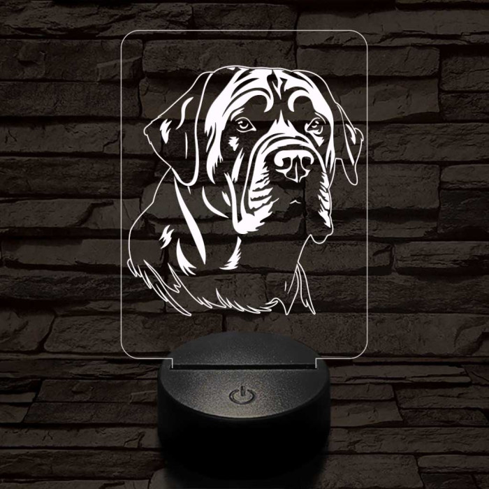 Angol masztiff, 7 színű 3D led lámpa