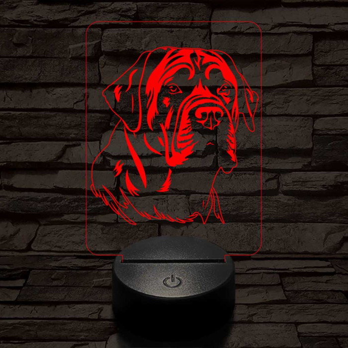 Angol masztiff, 7 színű 3D led lámpa