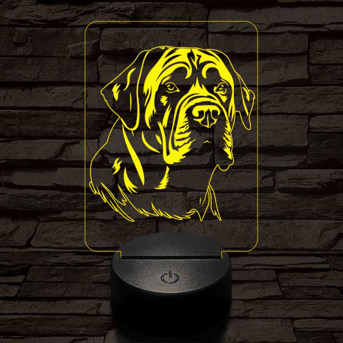 Angol masztiff, 7 színű 3D led lámpa