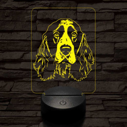 Angol springer spániel fej, 7 színű 3D led lámpa