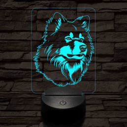 Finn lappkutya-fej, 7 színű 3D led lámpa