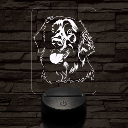 Simaszőrű retriever-fej, 7 színű 3D led lámpa