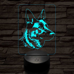 Német juhászkutya-fej 7 színű 3D led lámpa