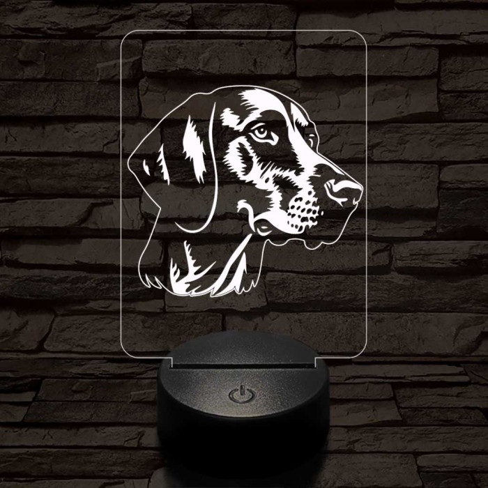 Rövidszőrű német vizsla-fej 7 színű 3D led lámpa