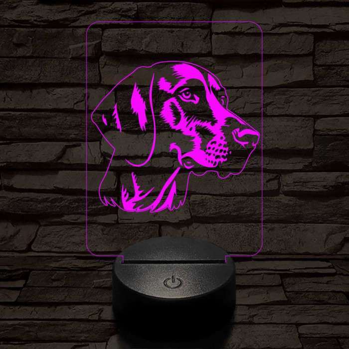 Rövidszőrű német vizsla-fej 7 színű 3D led lámpa