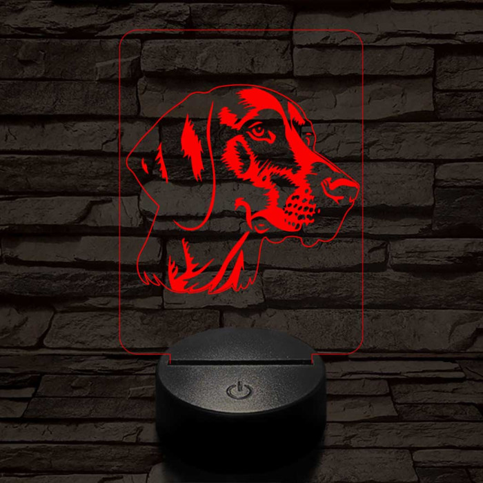 Rövidszőrű német vizsla-fej 7 színű 3D led lámpa
