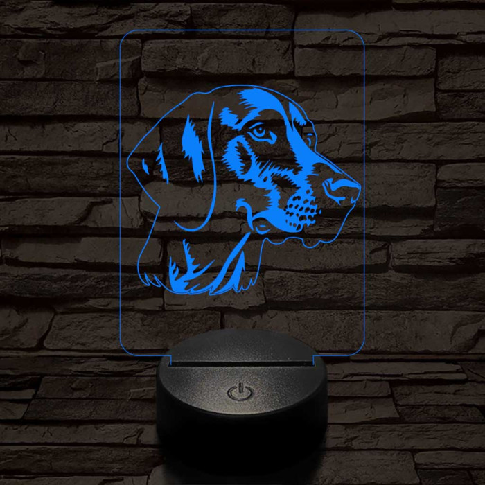 Rövidszőrű német vizsla-fej 7 színű 3D led lámpa