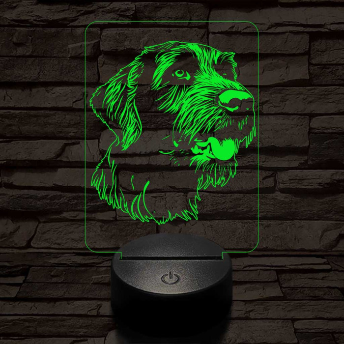 Drótszőrű német vizsla-fej 7 színű 3D led lámpa