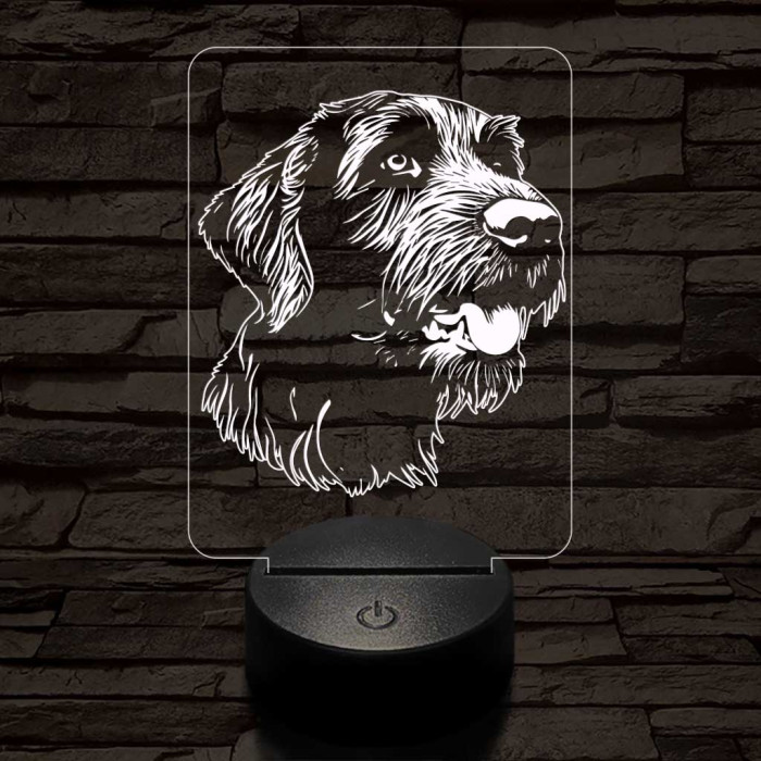 Drótszőrű német vizsla-fej 7 színű 3D led lámpa