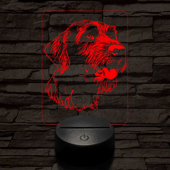 Drótszőrű német vizsla-fej 7 színű 3D led lámpa