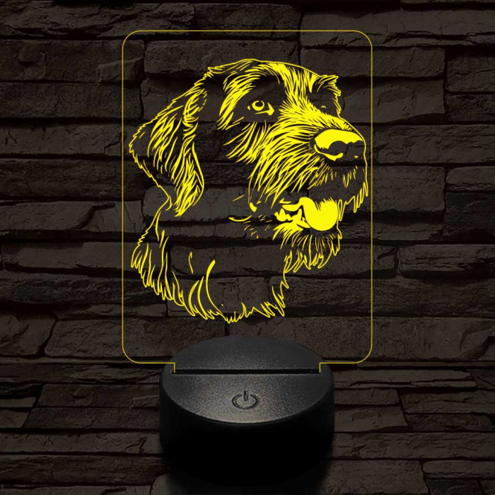 Drótszőrű német vizsla-fej 7 színű 3D led lámpa
