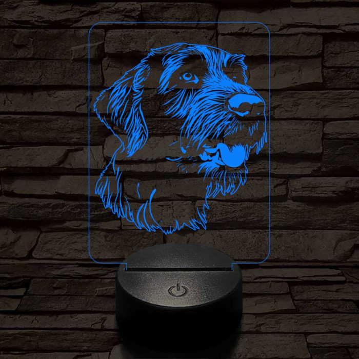 Drótszőrű német vizsla-fej 7 színű 3D led lámpa