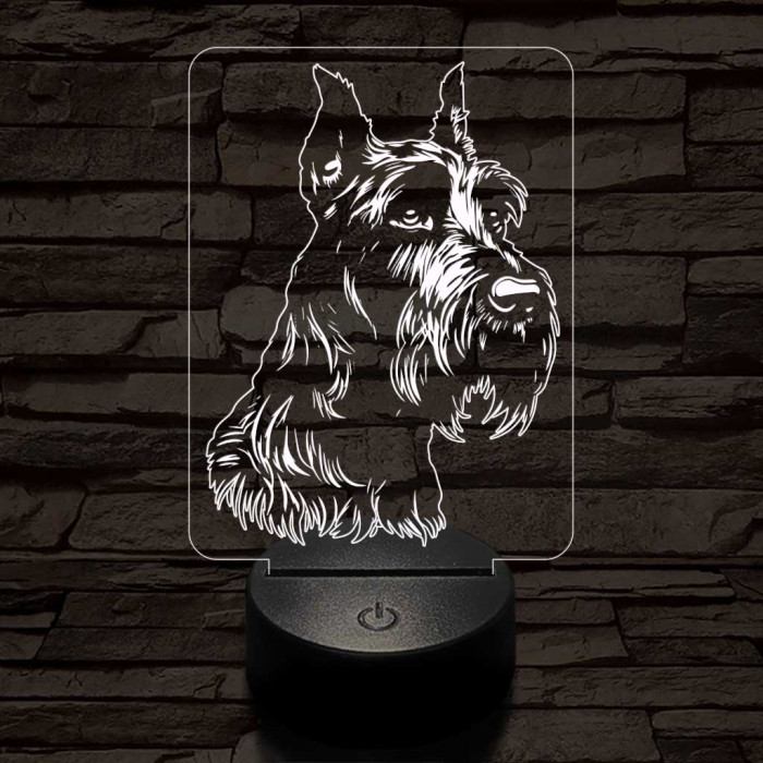 Óriás snauzer-fej 7 színű 3D led lámpa