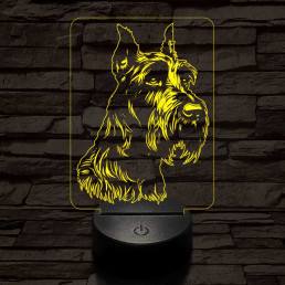 Óriás snauzer-fej 7 színű 3D led lámpa
