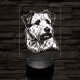 Glen of imaal terrier-fej 7 színű 3D led lámpa