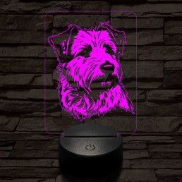 Glen of imaal terrier-fej 7 színű 3D led lámpa