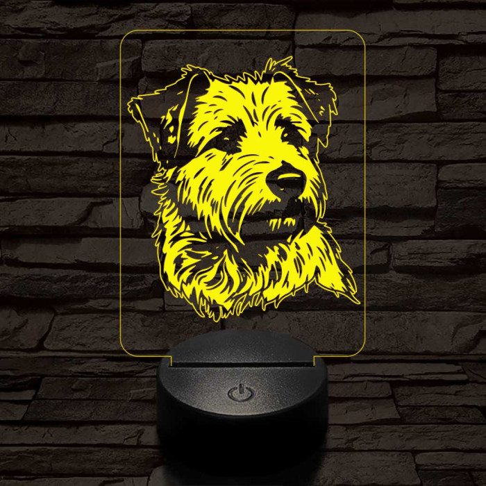 Glen of imaal terrier-fej 7 színű 3D led lámpa