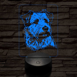 Glen of imaal terrier-fej 7 színű 3D led lámpa