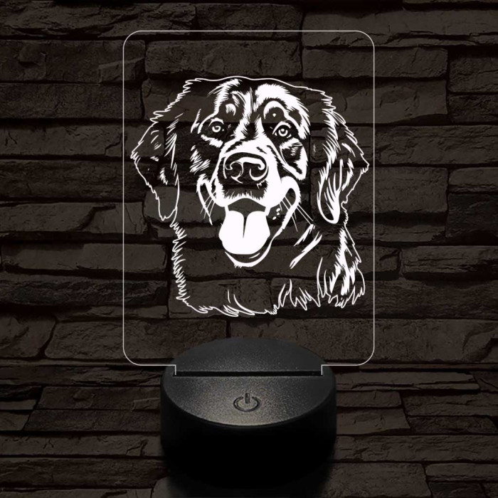 Golden retriever-fej 7 színű 3D led lámpa