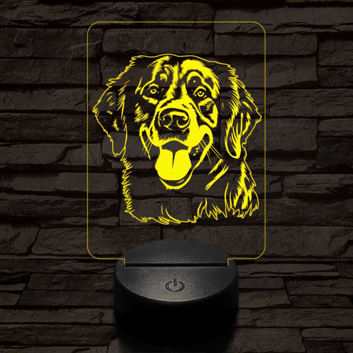 Golden retriever-fej 7 színű 3D led lámpa