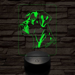Német dog-fej 7 színű 3D led lámpa