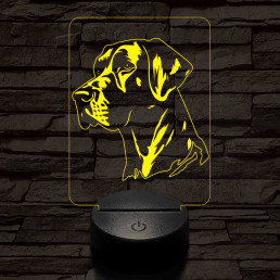Német dog-fej 7 színű 3D led lámpa