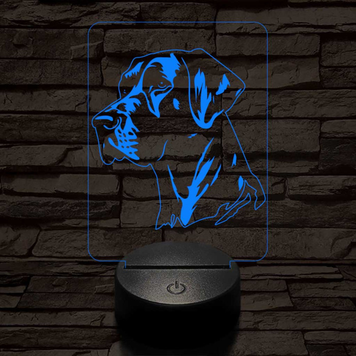 Német dog-fej 7 színű 3D led lámpa