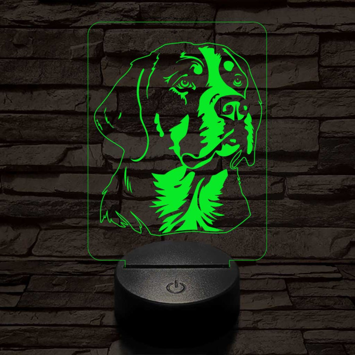 Nagy svájci havasi kutya-fej 7 színű 3D led lámpa