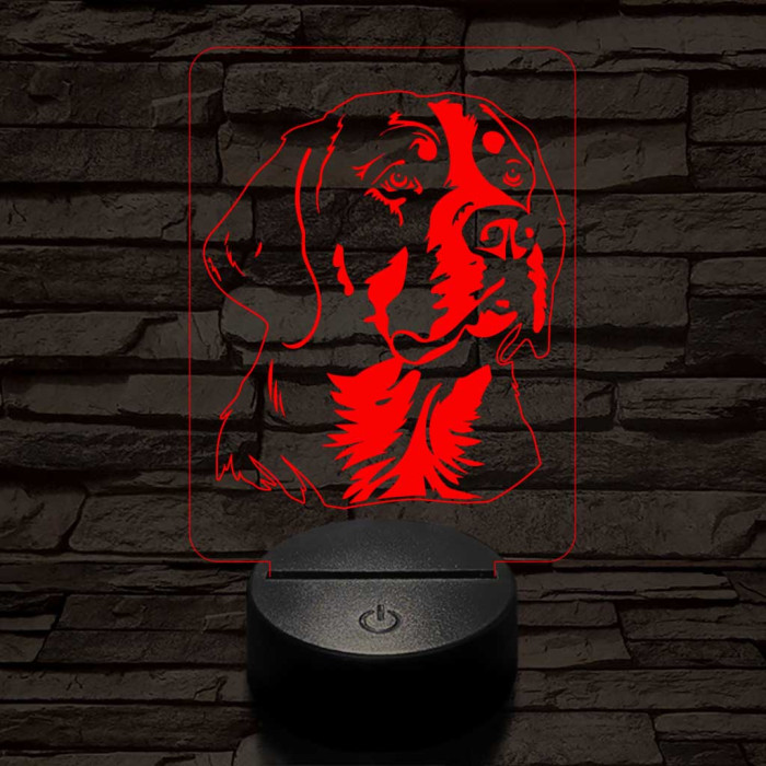 Nagy svájci havasi kutya-fej 7 színű 3D led lámpa