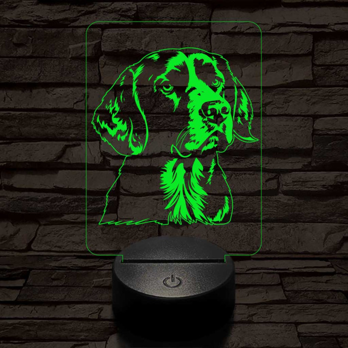 Harrier kutya-fej 7 színű 3D led lámpa