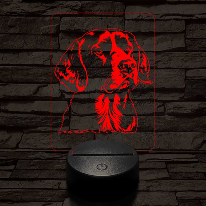 Harrier kutya-fej 7 színű 3D led lámpa