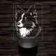 Izlandi juhászkutya-fej 7 színű 3D led lámpa