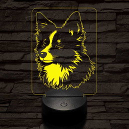 Izlandi juhászkutya-fej 7 színű 3D led lámpa