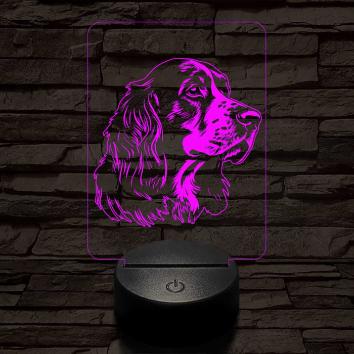 Vörös-fehér ír szetter-fej 7 színű 3D led lámpa