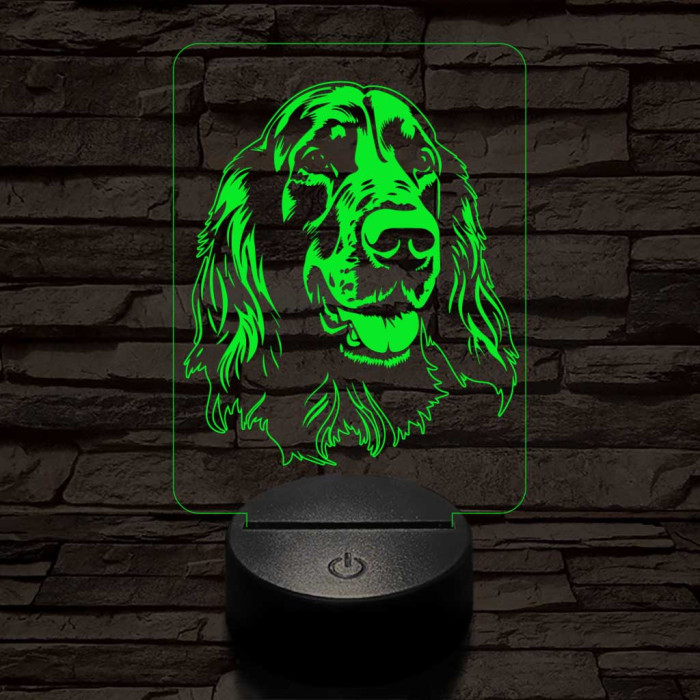 Ír szetter-fej 7 színű 3D led lámpa