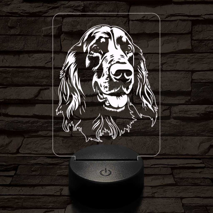 Ír szetter-fej 7 színű 3D led lámpa