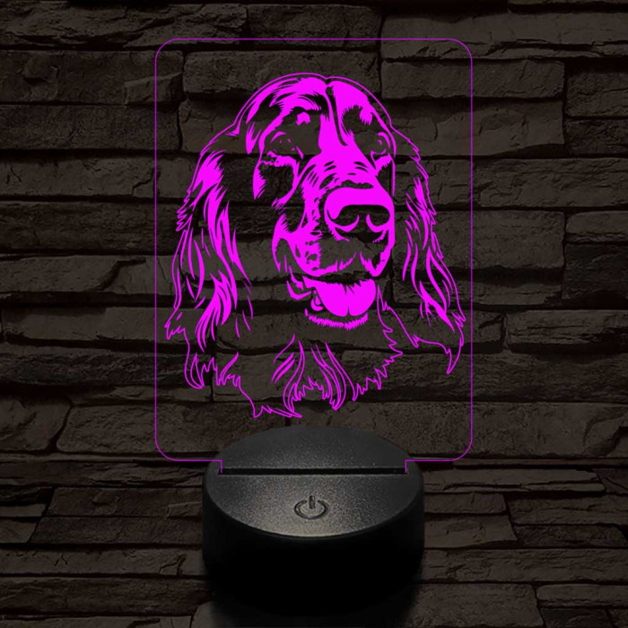 Ír szetter-fej 7 színű 3D led lámpa