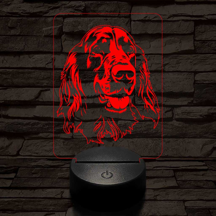 Ír szetter-fej 7 színű 3D led lámpa