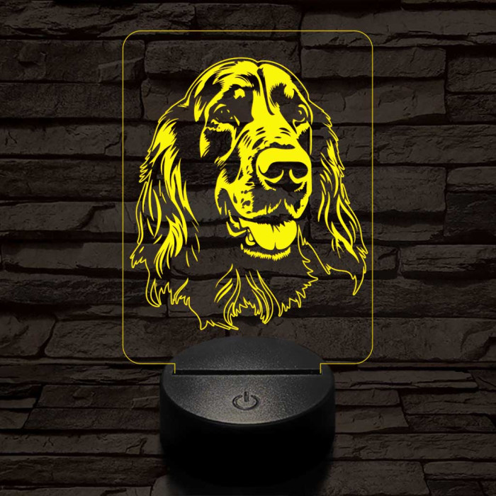 Ír szetter-fej 7 színű 3D led lámpa