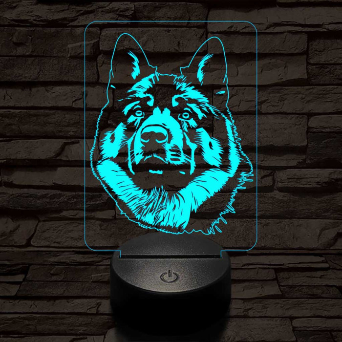 Amerikai akita-fej 7 színű 3D led lámpa