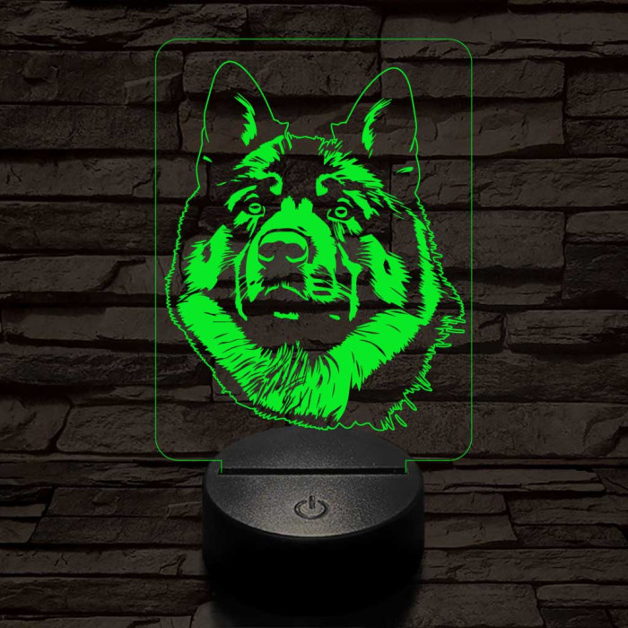 Amerikai akita-fej 7 színű 3D led lámpa