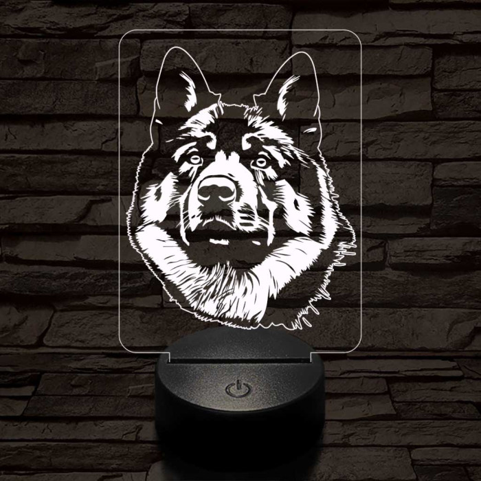 Amerikai akita-fej 7 színű 3D led lámpa